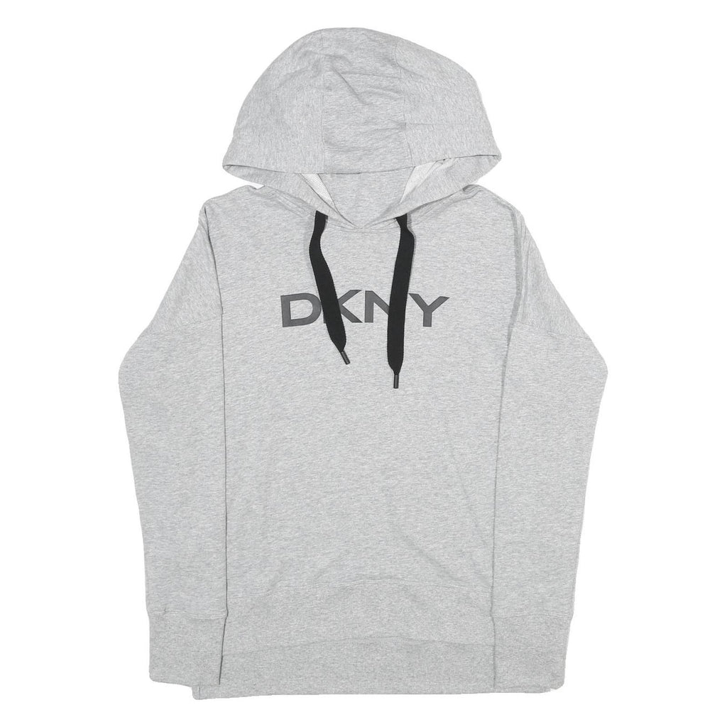 DKNY Womens Grey Hoodie S Cotton Blend Pullover Hooded Sweatshirt