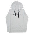 DKNY Womens Grey Hoodie S Cotton Blend Pullover Hooded Sweatshirt