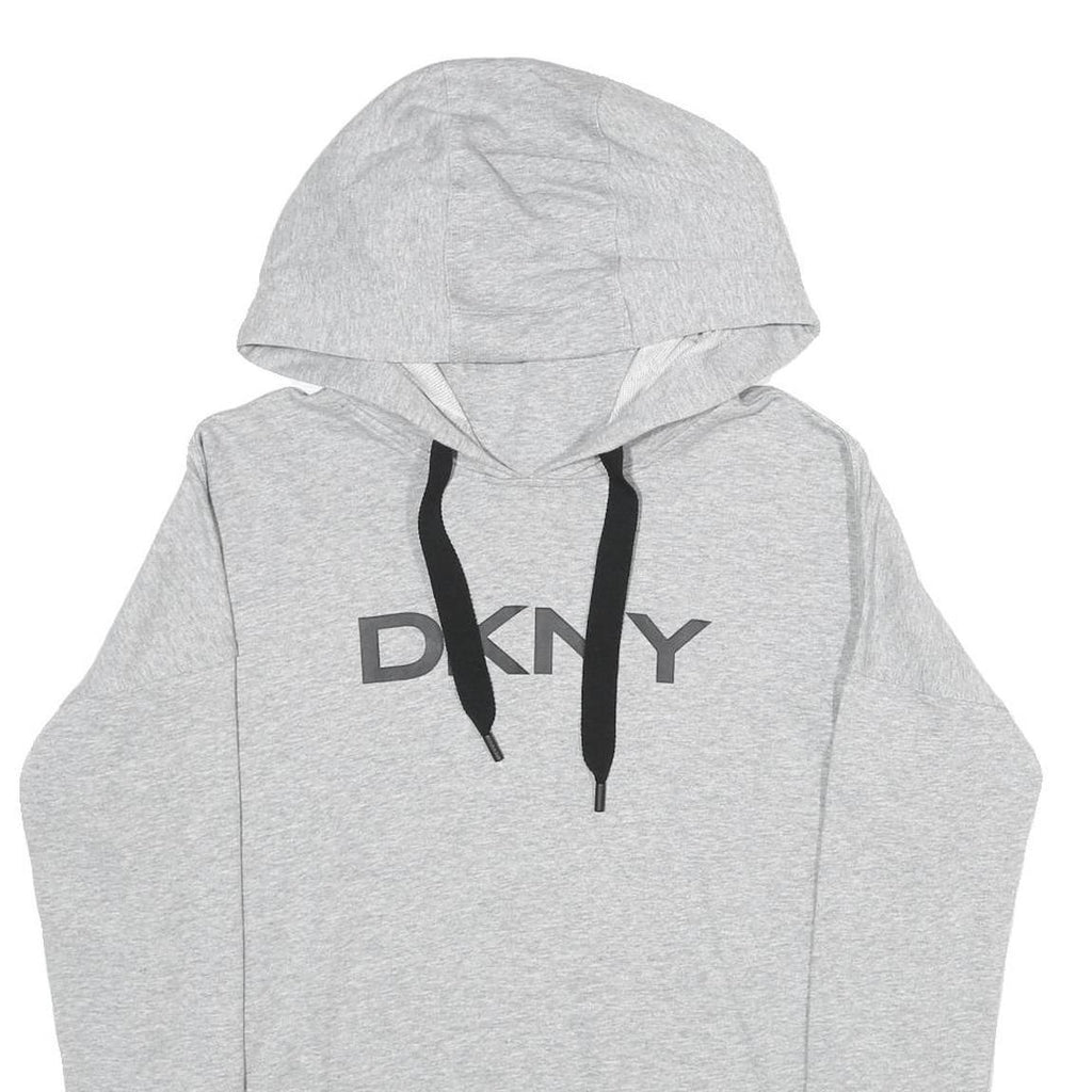 DKNY Womens Grey Hoodie S Cotton Blend Pullover Hooded Sweatshirt