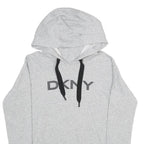 DKNY Womens Grey Hoodie S Cotton Blend Pullover Hooded Sweatshirt