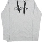 DKNY Womens Grey Hoodie S Cotton Blend Pullover Hooded Sweatshirt
