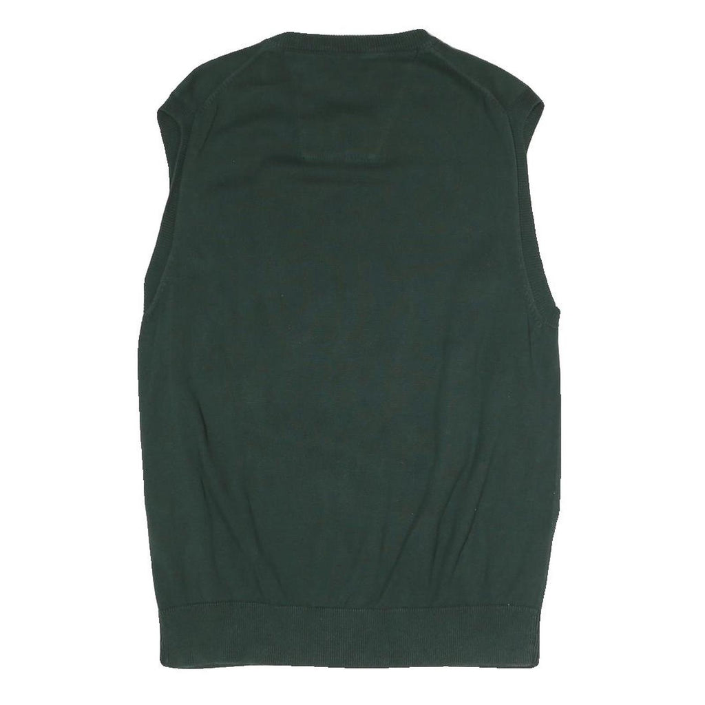 NAUTICA Mens Green Plain Pullover Jumper V-Neck Basic Knit M Cotton Blend