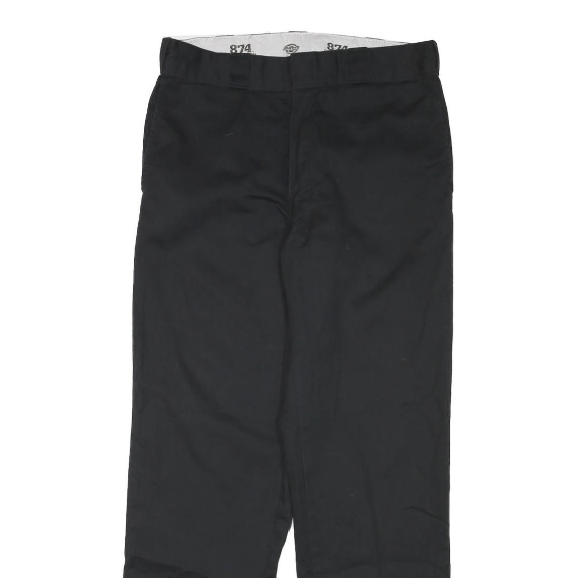 DICKIES Mens Cotton Blend Black Regular Straight Trousers W32 L31 Workwear Zip