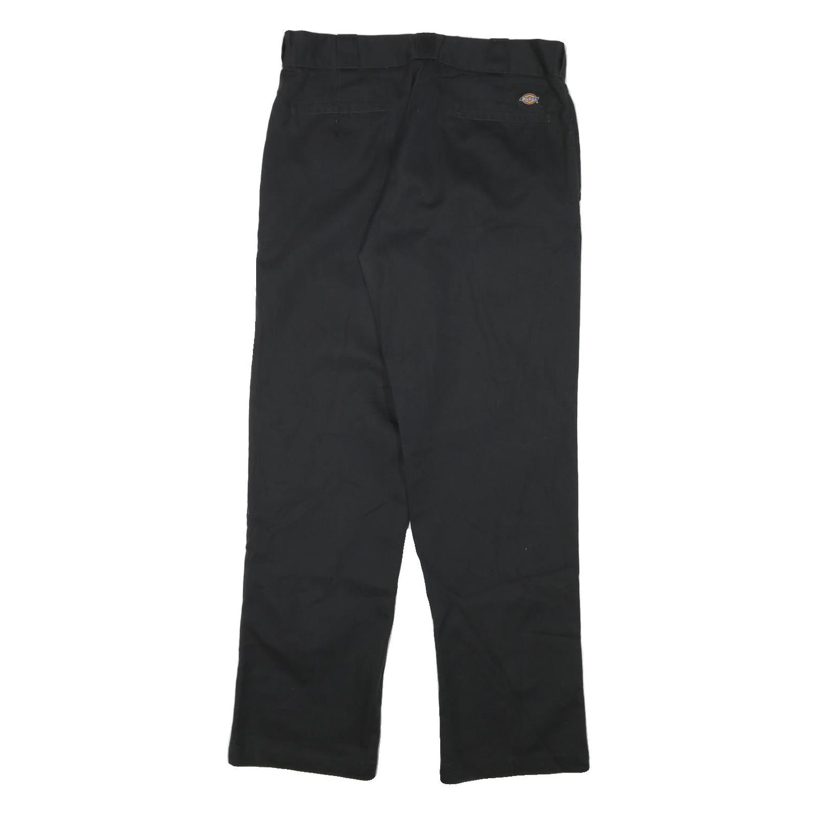 DICKIES Mens Cotton Blend Black Regular Straight Trousers W32 L31 Workwear Zip