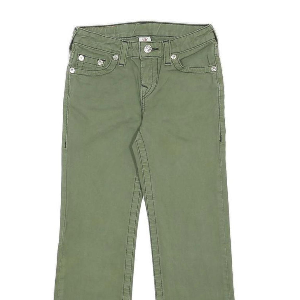 TRUE RELIGION Boys Cotton Regular Fit Green Zip Closure Trousers W24 L23