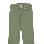 TRUE RELIGION Boys Cotton Regular Fit Green Zip Closure Trousers W24 L23