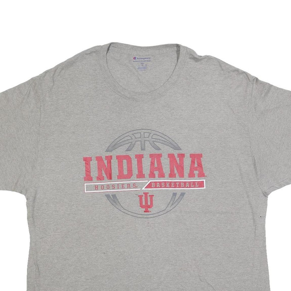 CHAMPION Mens Grey Indiana Hoosiers Basketball Graphic T-Shirt 2XL Short Sleeve