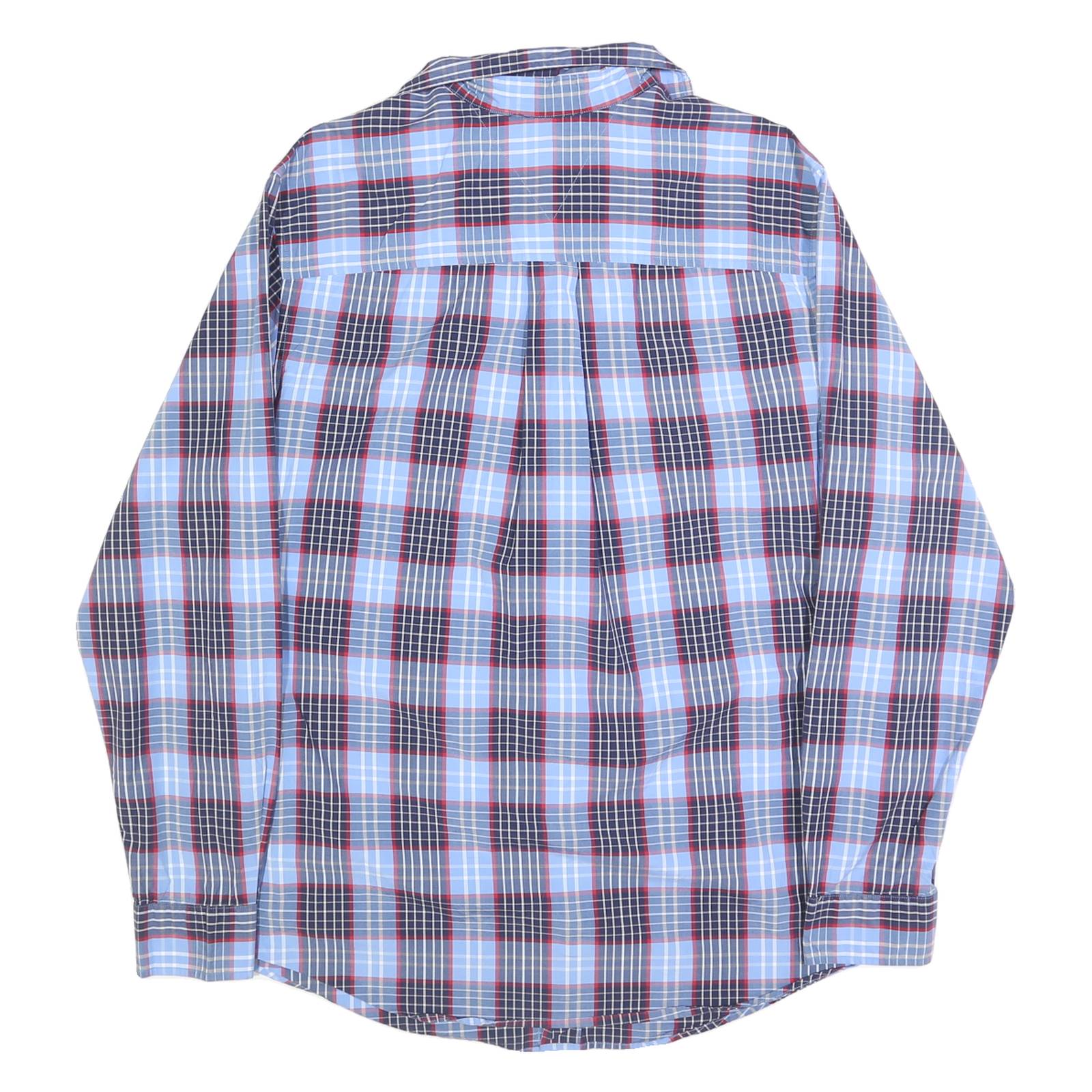 TOMMY HILFIGER Mens Blue & Red Check Shirt L Long Sleeve Cotton Casual
