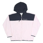 CHAMPION Womens Pink & Navy Windbreaker Jacket M Polyester Blend Zip Hooded