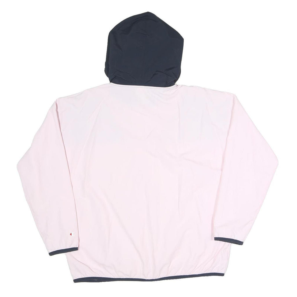 CHAMPION Womens Pink & Navy Windbreaker Jacket M Polyester Blend Zip Hooded