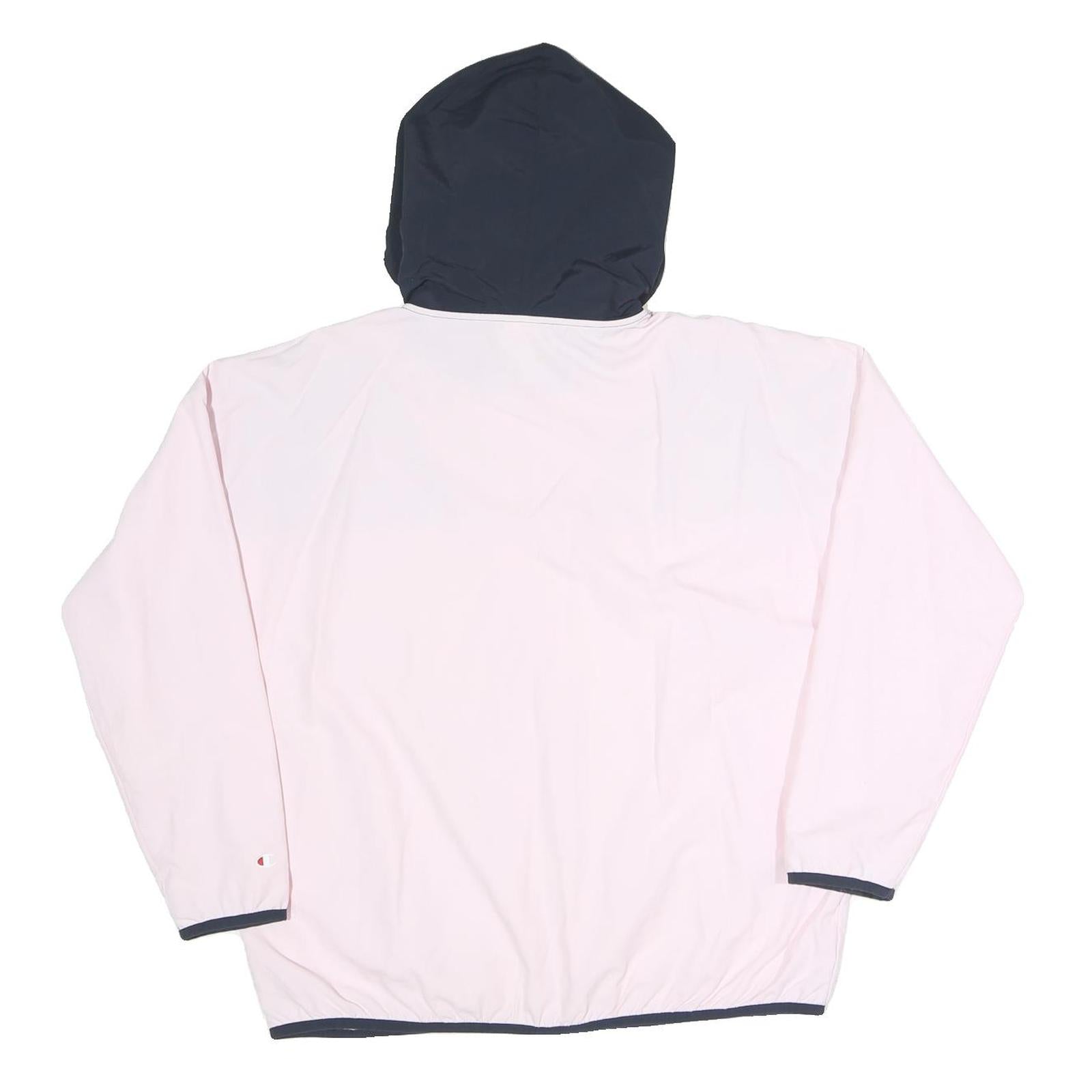 CHAMPION Womens Pink & Navy Windbreaker Jacket M Polyester Blend Zip Hooded