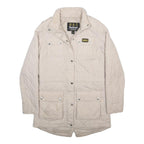BARBOUR INTERNATIONAL Womens Cream Quilted Jacket UK 8 Polyester Zip Pocket