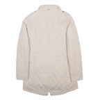 BARBOUR INTERNATIONAL Womens Cream Quilted Jacket UK 8 Polyester Zip Pocket