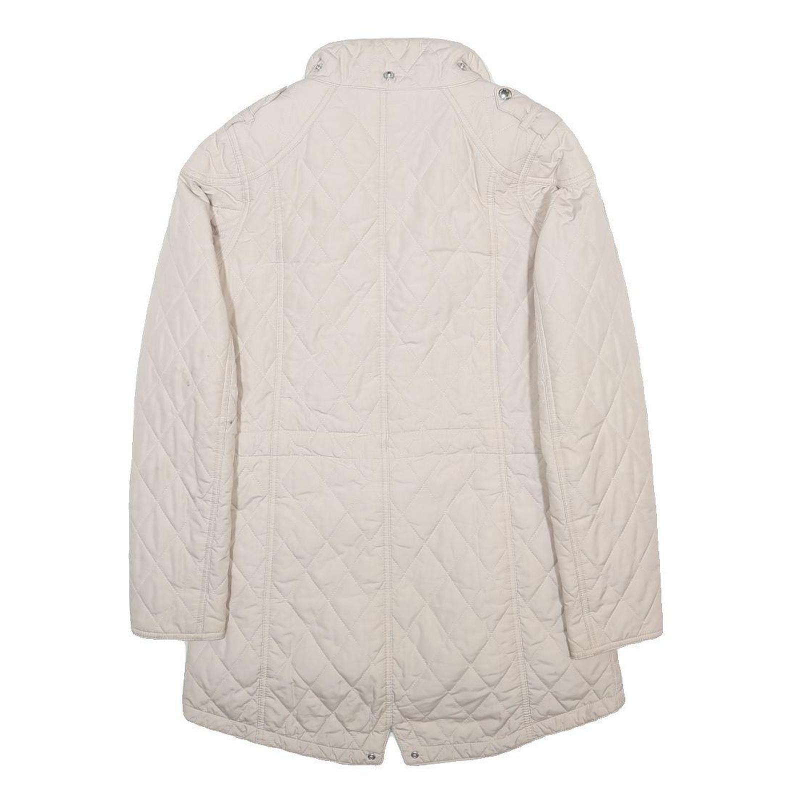 BARBOUR INTERNATIONAL Womens Cream Quilted Jacket UK 8 Polyester Zip Pocket