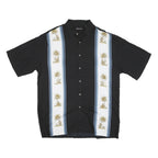 PIERRE CARDIN Mens Black & White Rayon Short Sleeve Shirt L Stylish Tropical
