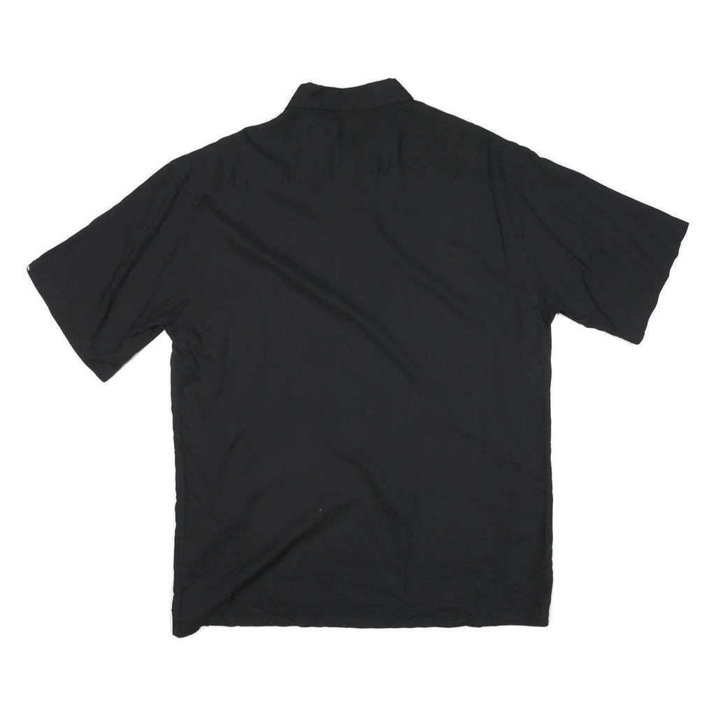 PIERRE CARDIN Mens Black & White Rayon Short Sleeve Shirt L Stylish Tropical