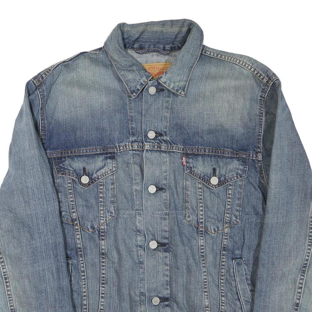 LEVI'S Mens Blue Denim Jacket L Cotton Blend Classic Button Closure Casual