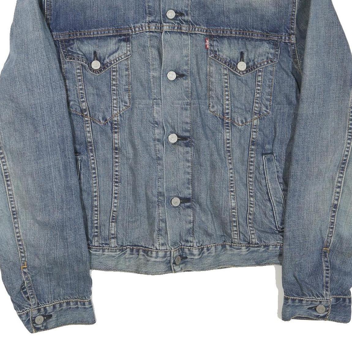 LEVI'S Mens Blue Denim Jacket L Cotton Blend Classic Button Closure Casual