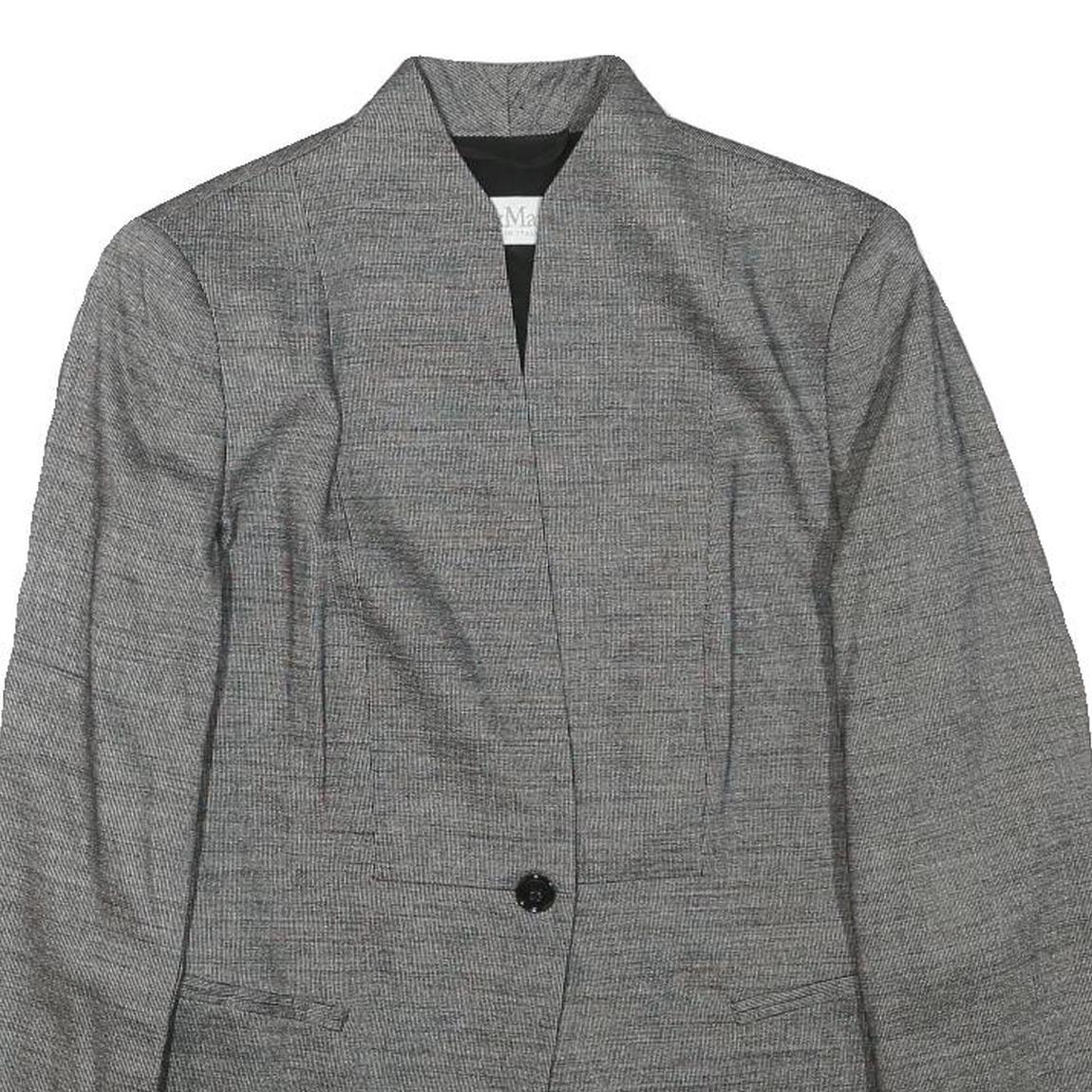 MAX MARA Womens Grey Wool Blend Tailored Jacket XS Button Closure Plain