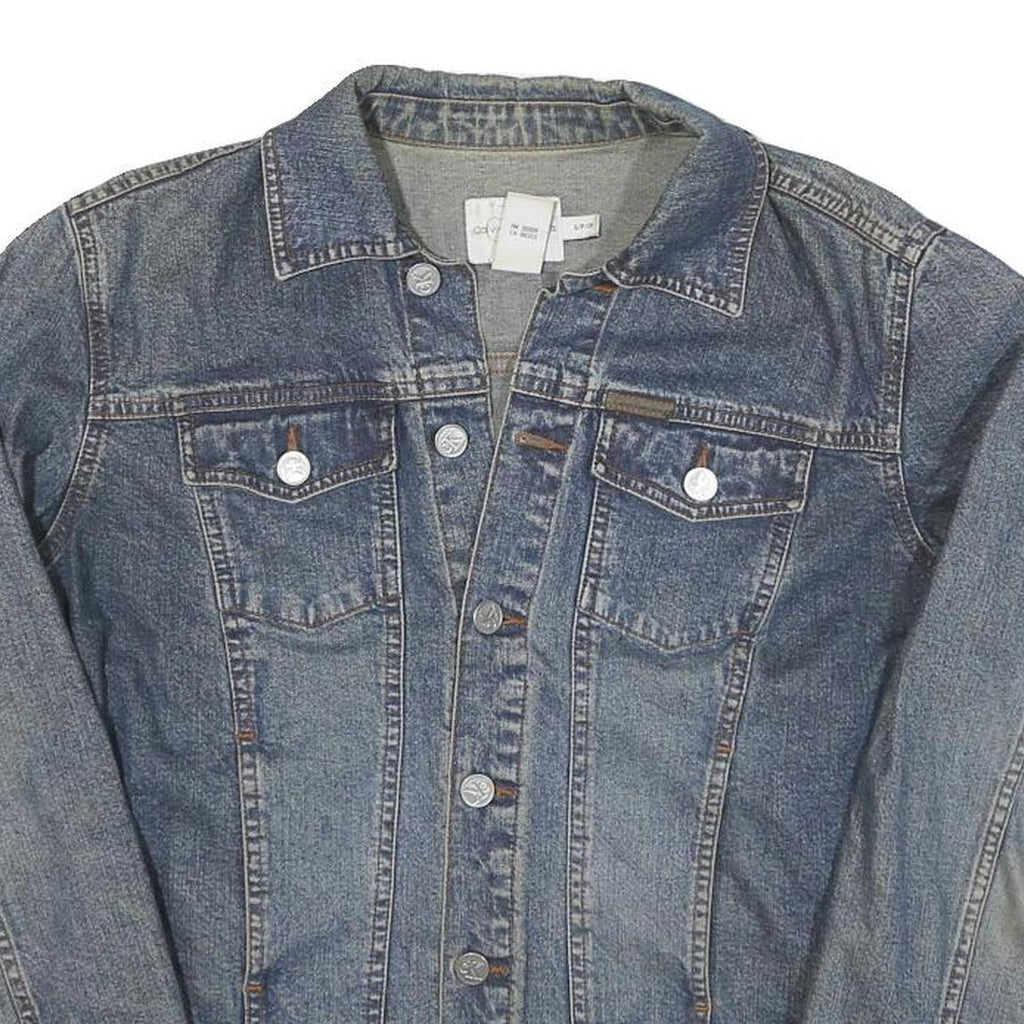 CALVIN KLEIN JEANS Womens Blue Denim Jacket S Woven Button Front Casual