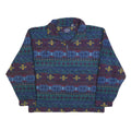 JJ OLIVER Mens Blue & Green Patterned Pullover V Neck Basic Knit L Fleece Jumper
