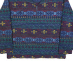 JJ OLIVER Mens Blue & Green Patterned Pullover V Neck Basic Knit L Fleece Jumper