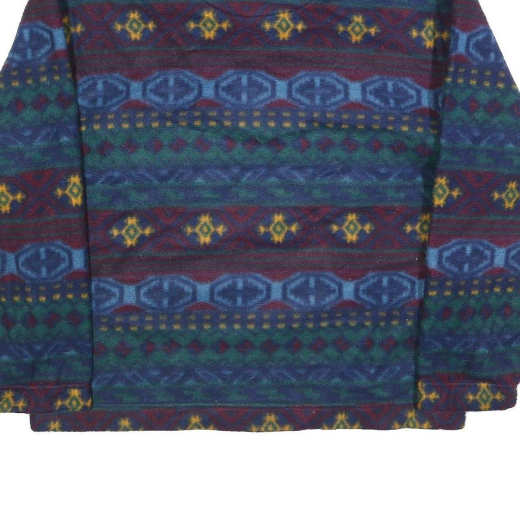 JJ OLIVER Mens Blue & Green Patterned Pullover V Neck Basic Knit L Fleece Jumper