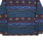 JJ OLIVER Mens Blue & Green Patterned Pullover V Neck Basic Knit L Fleece Jumper