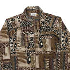 TEDDI Womens Brown Animal Print Zip Jacket L Polyester Blend Casual Outerwear