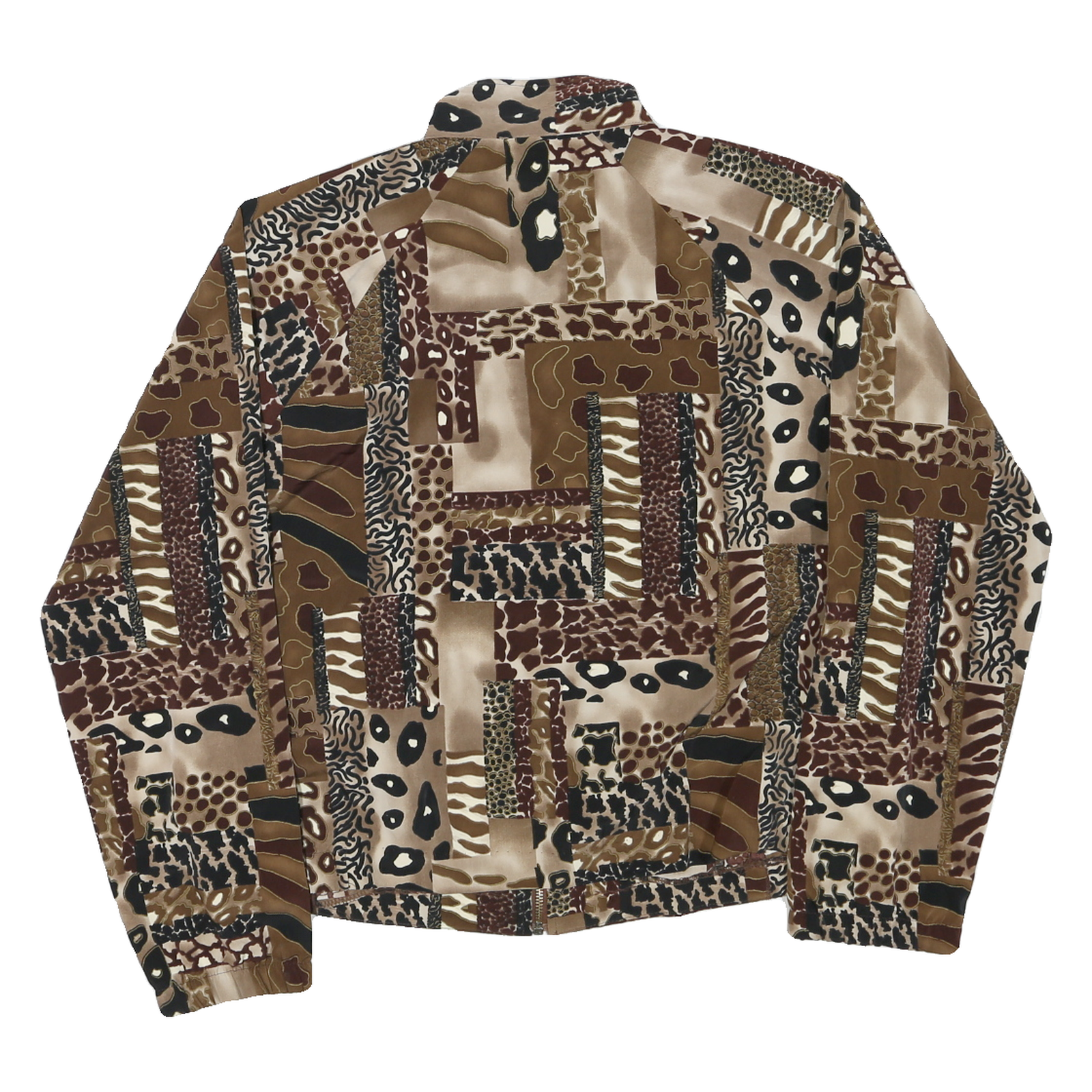 TEDDI Womens Brown Animal Print Zip Jacket L Polyester Blend Casual Outerwear
