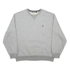 NAUTICA Mens Grey Crew Neck L Cotton Blend Pullover Sweatshirt Stylish Comfort