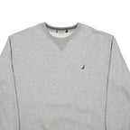 NAUTICA Mens Grey Crew Neck L Cotton Blend Pullover Sweatshirt Stylish Comfort