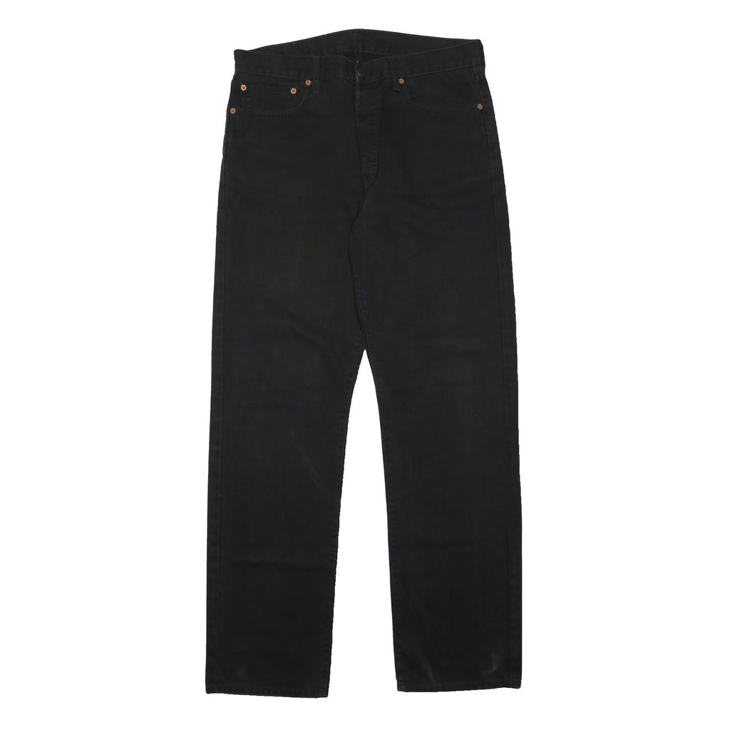 LEVI'S Mens Cotton Blend Black Regular Straight Trousers W34 L34 Classic Button
