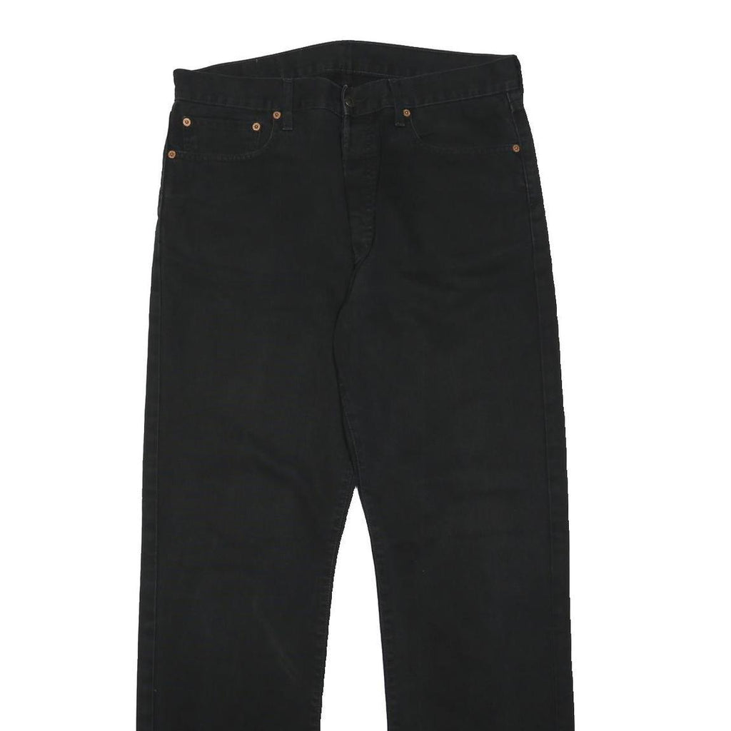 LEVI'S Mens Cotton Blend Black Regular Straight Trousers W34 L34 Classic Button