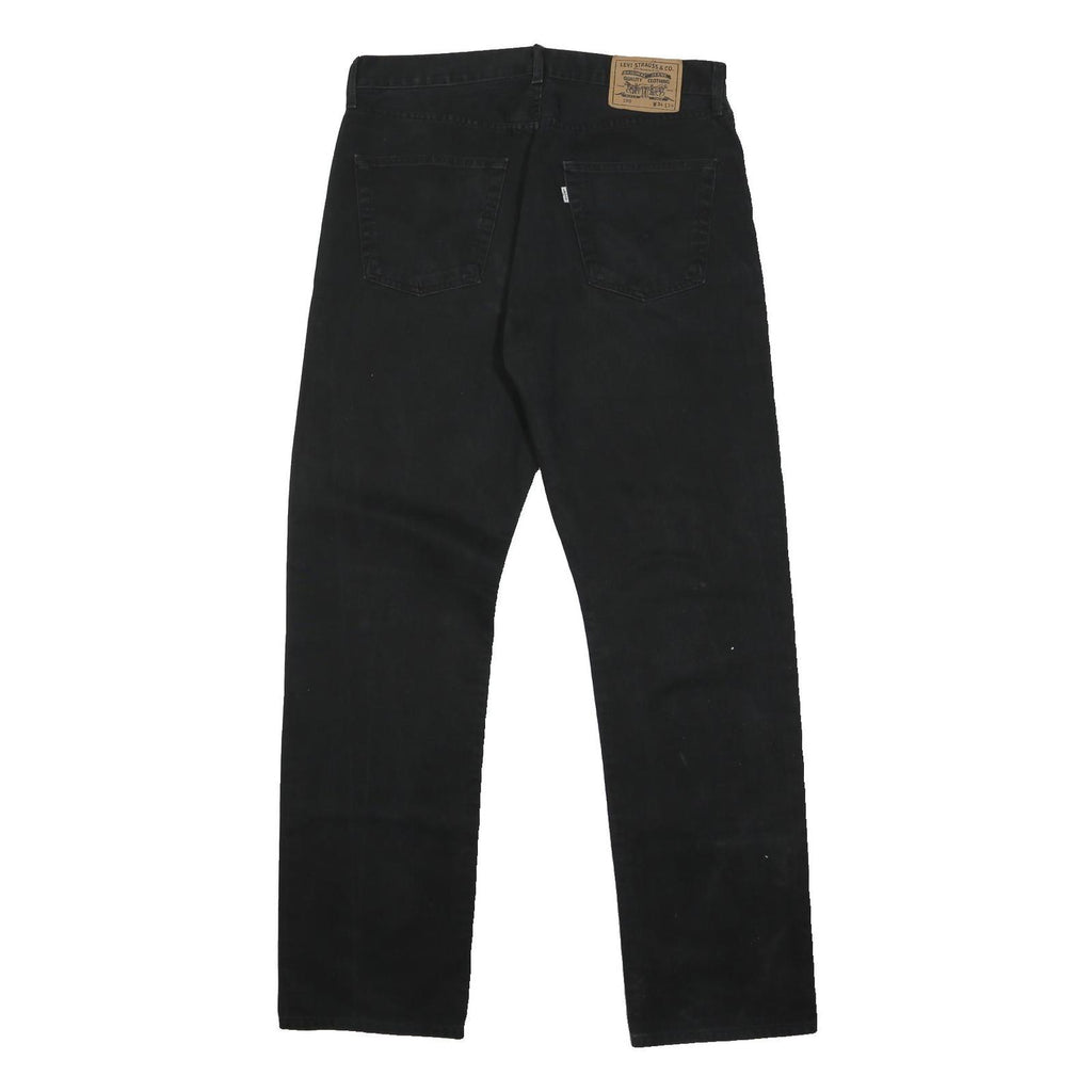 LEVI'S Mens Cotton Blend Black Regular Straight Trousers W34 L34 Classic Button