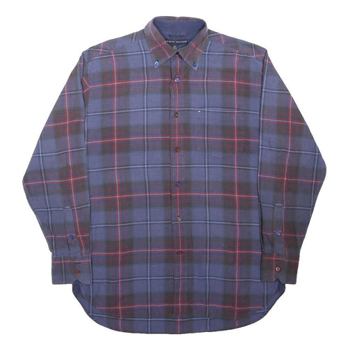TOMMY HILFIGER Mens Blue & Red Check Shirt S Button-Down Collar Cotton Casual
