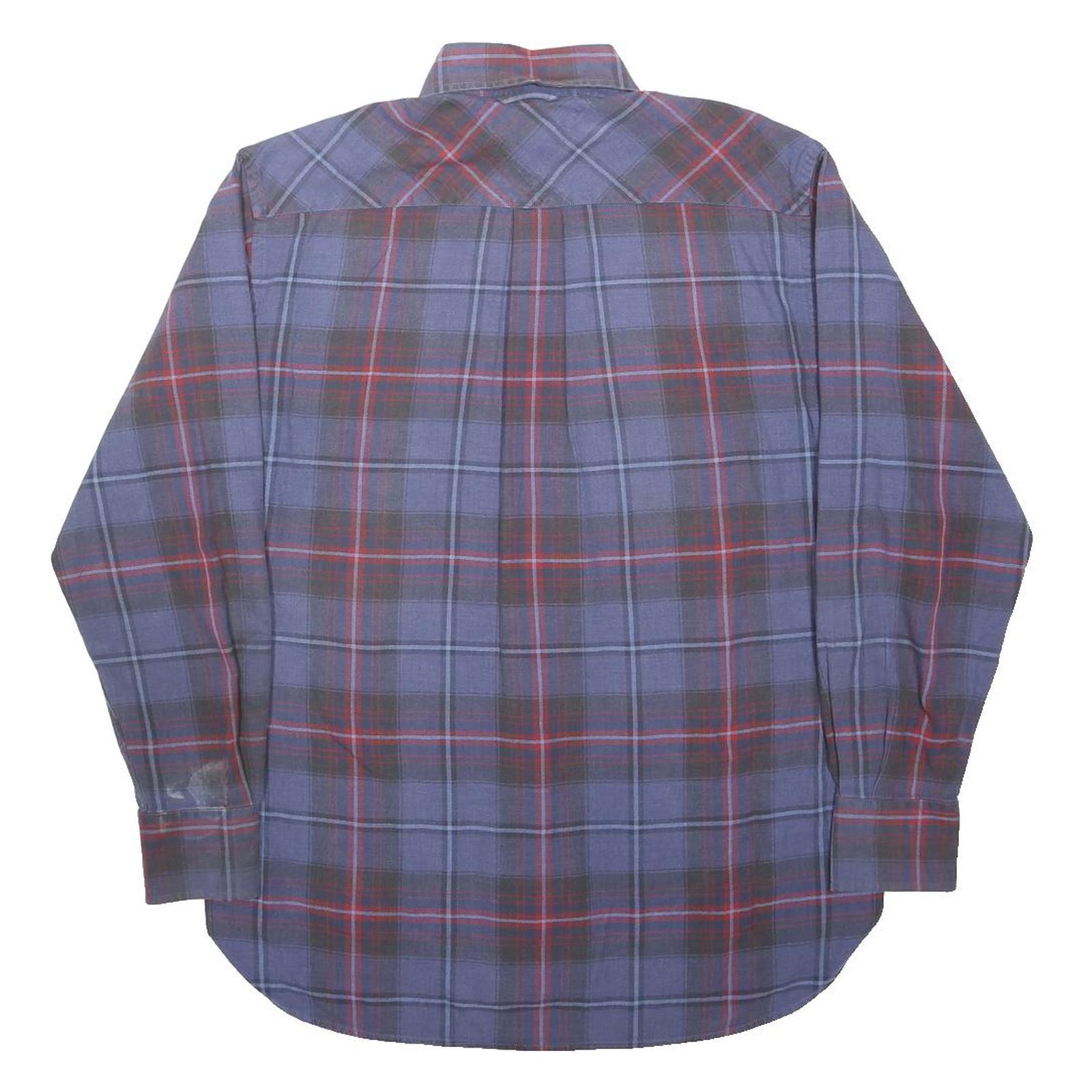 TOMMY HILFIGER Mens Blue & Red Check Shirt S Button-Down Collar Cotton Casual