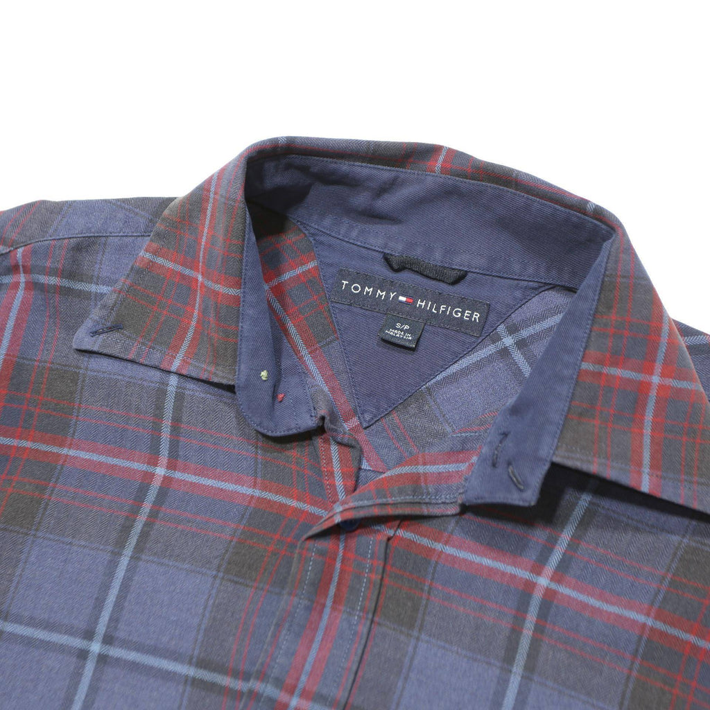TOMMY HILFIGER Mens Blue & Red Check Shirt S Button-Down Collar Cotton Casual
