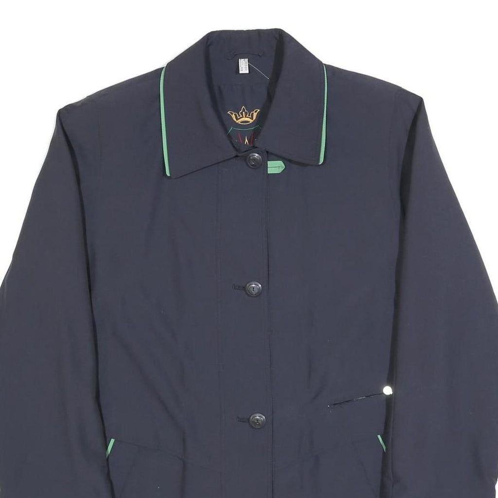 BIAGGINI Womens Navy Blue & Green Button Jacket UK 14 Polyester Blend Classic