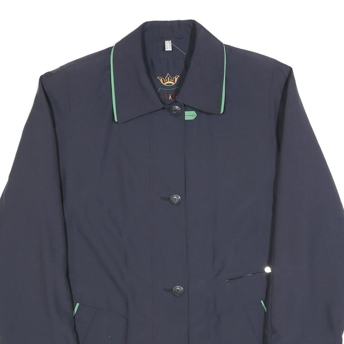 BIAGGINI Womens Navy Blue & Green Button Jacket UK 14 Polyester Blend Classic