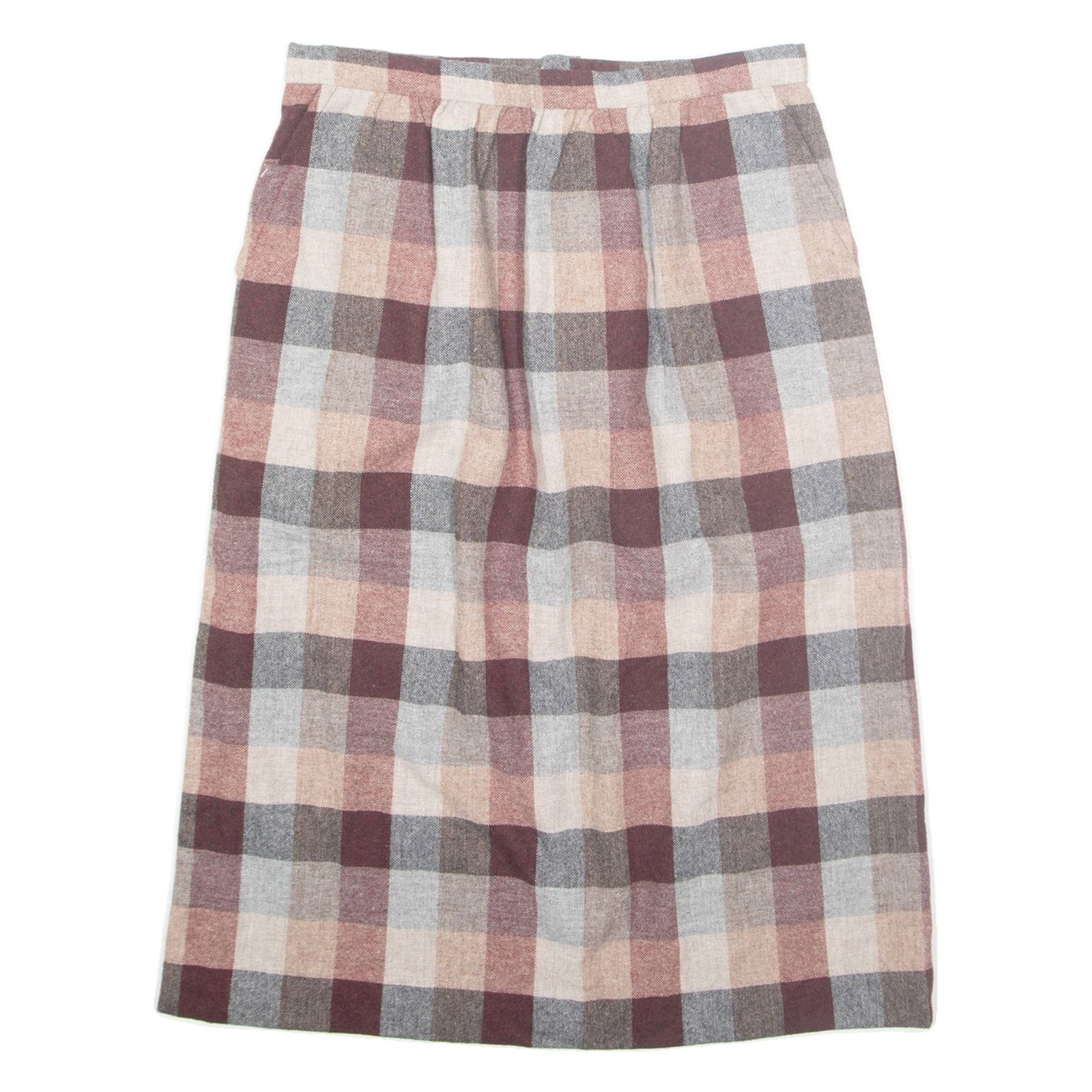 Womens Straight Skirt Red Midi Wool Gingham M