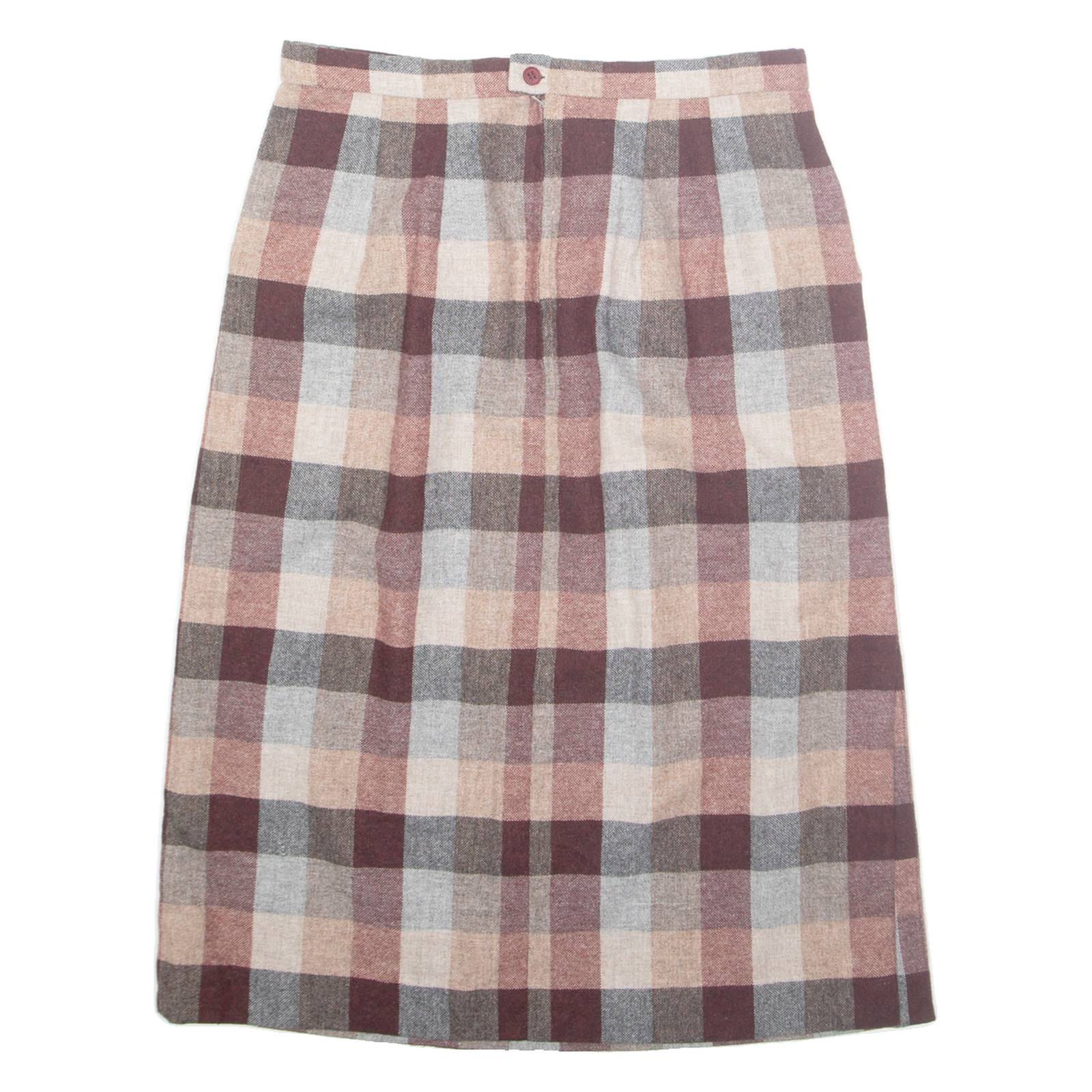 Womens Straight Skirt Red Midi Wool Gingham M