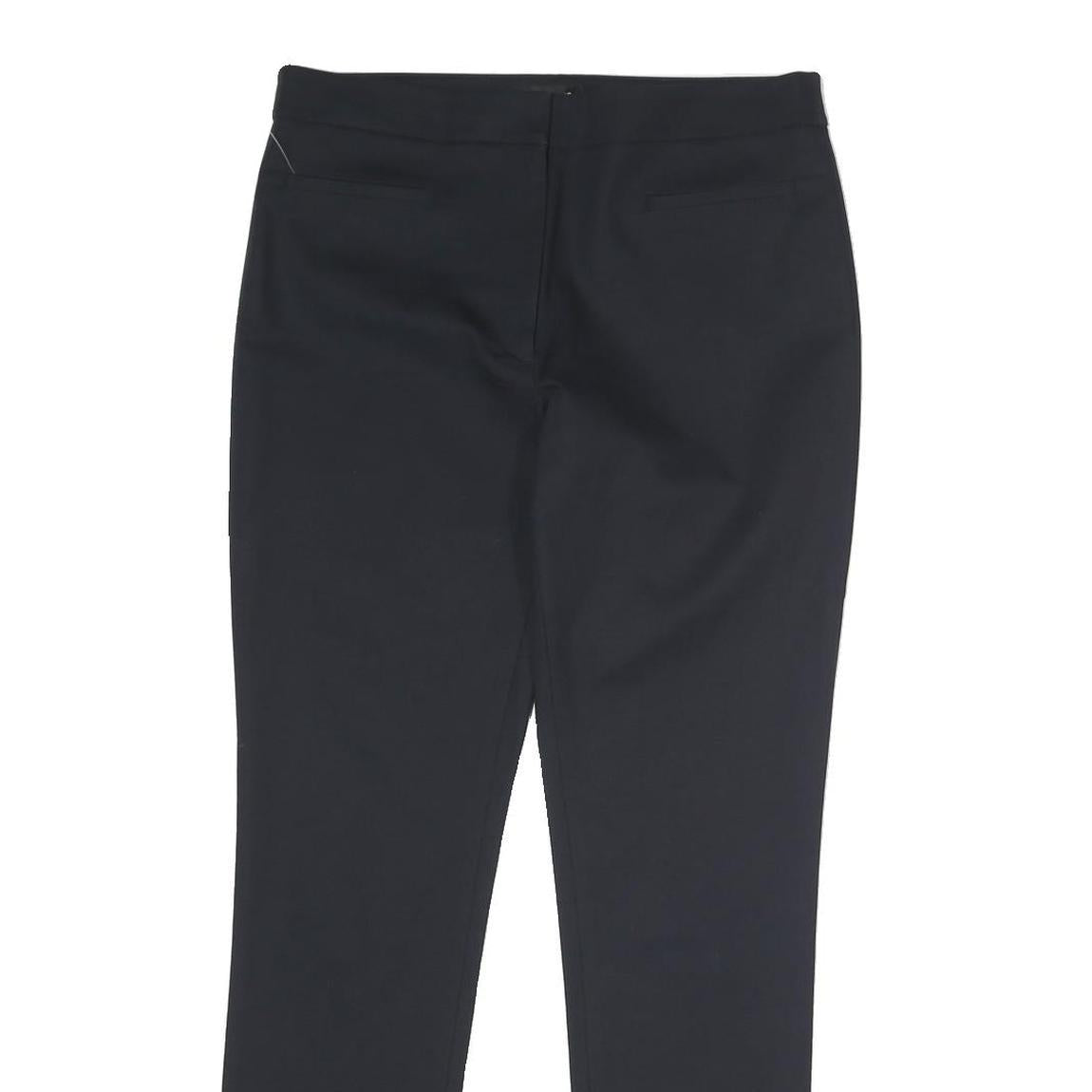 CLUB MONACO Womens Cotton Blend Black Regular Fit Straight Leg Trousers W30 L29