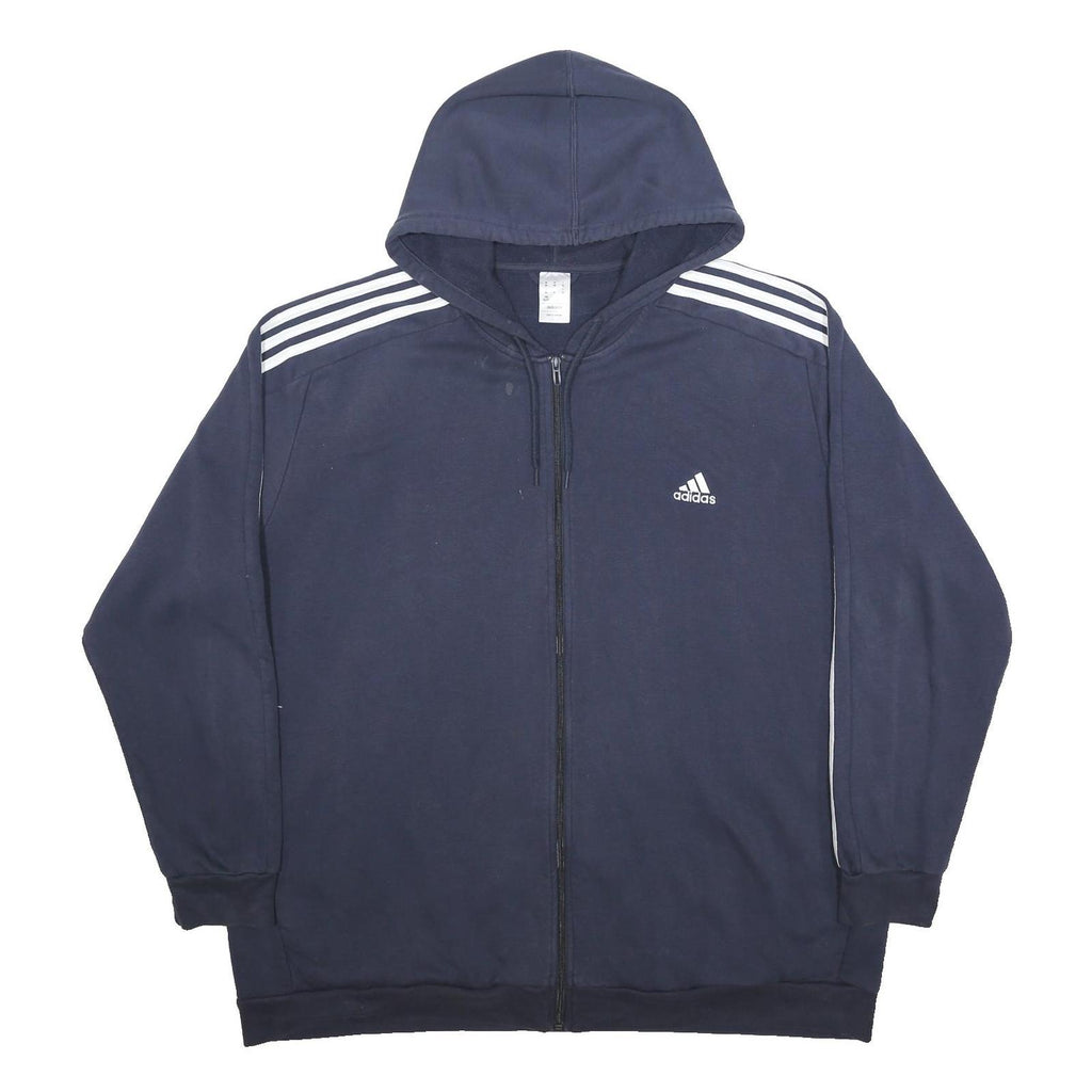 ADIDAS Mens Blue Pullover Hoodie 3XL Cotton Blend Full Zip Sportswear