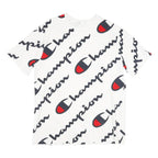 CHAMPION Mens White Black & Red Logo Graphic T-Shirt XL Short Sleeve Crew Neck