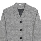 LUCIA Womens Black & White Check Button Jacket M Woven Classic Tailored Casual