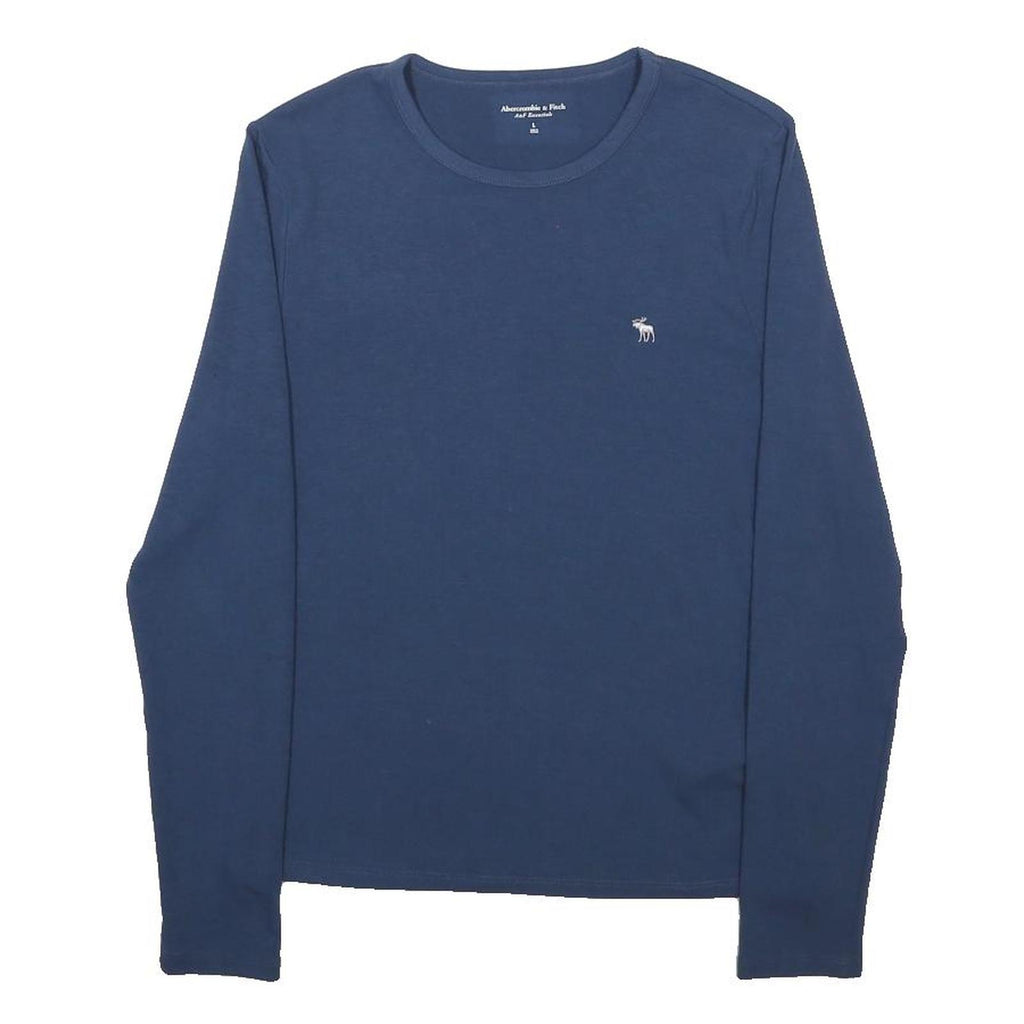 ABERCROMBIE & FITCH Womens Blue Long Sleeve Crew Neck T-Shirt L Cotton Blend