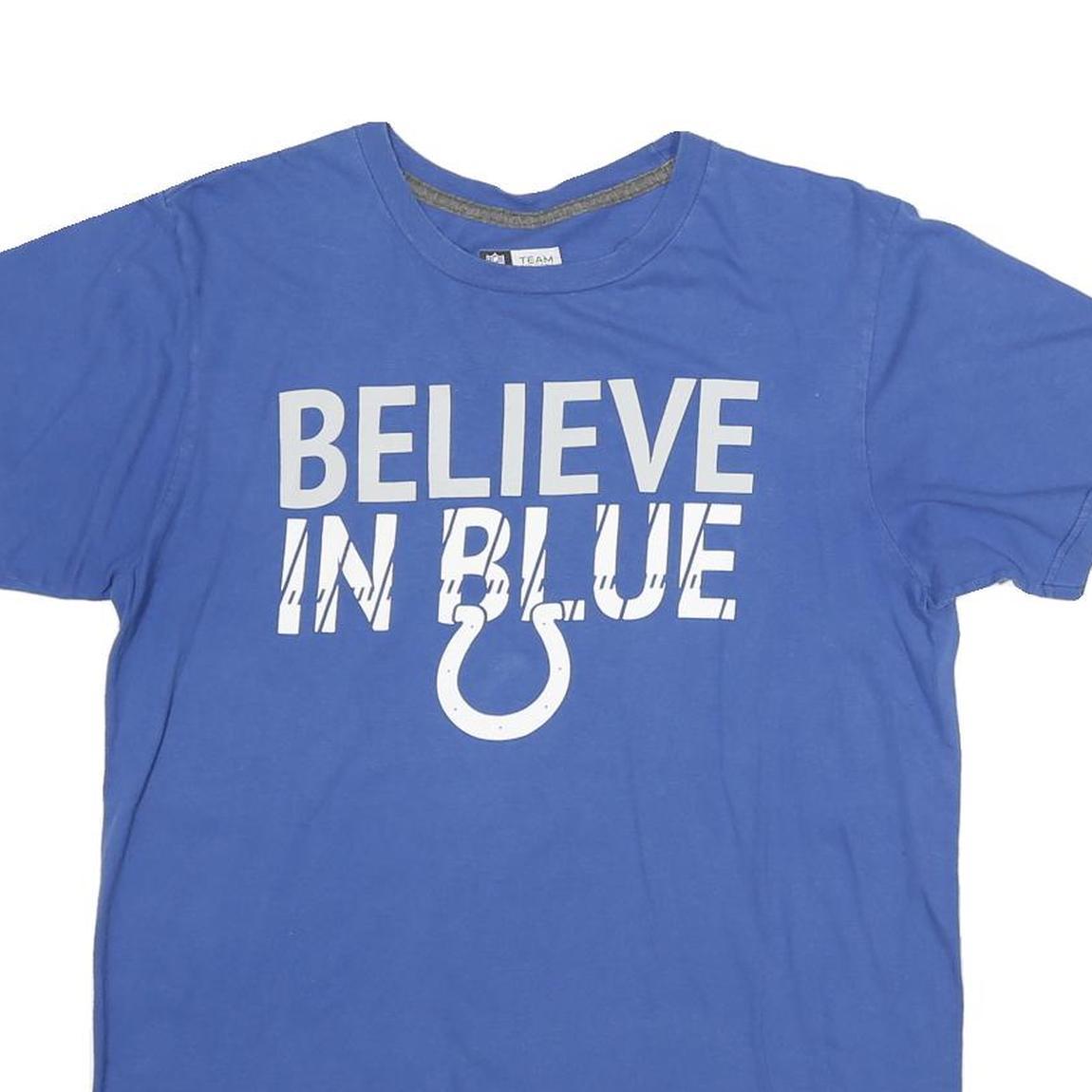 NFL Mens Blue Believe In Blue Graphic T-Shirt M Short Sleeve Crew Neck