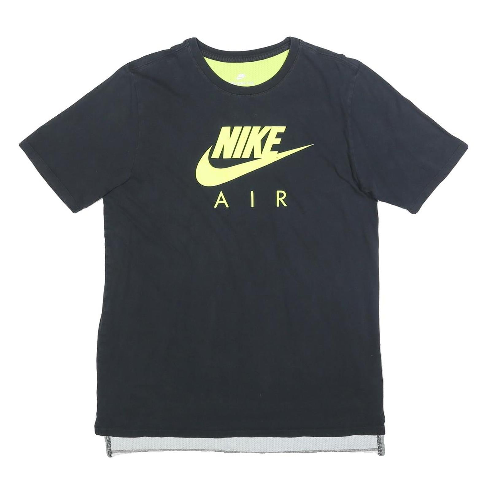 NIKE Mens Black Yellow Air Graphic T-Shirt M Short Sleeve Crew Neck Cotton Blend