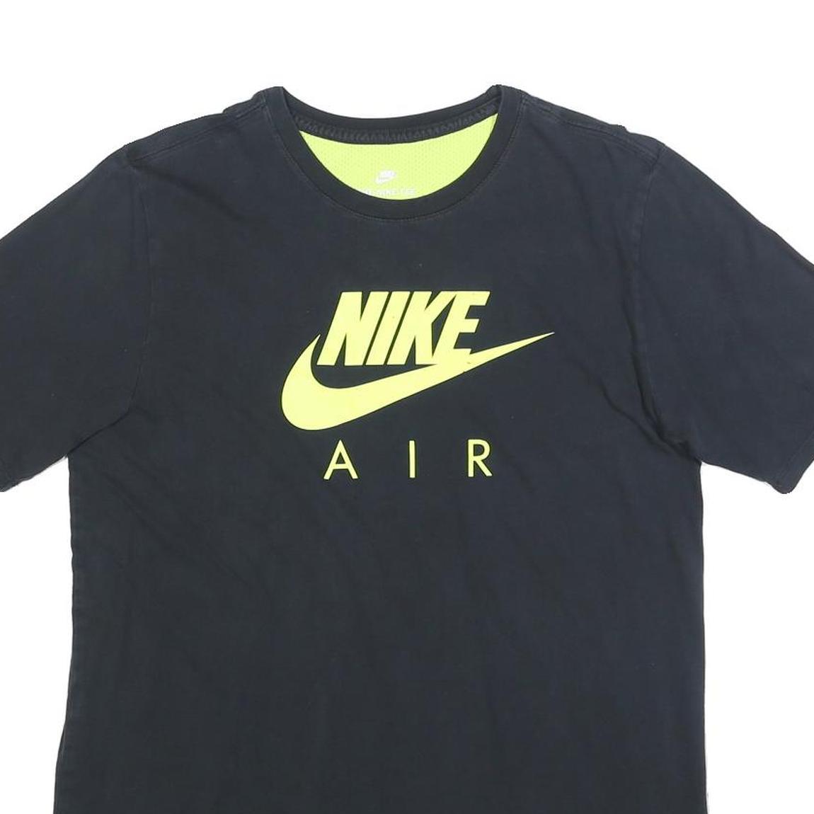 NIKE Mens Black Yellow Air Graphic T-Shirt M Short Sleeve Crew Neck Cotton Blend